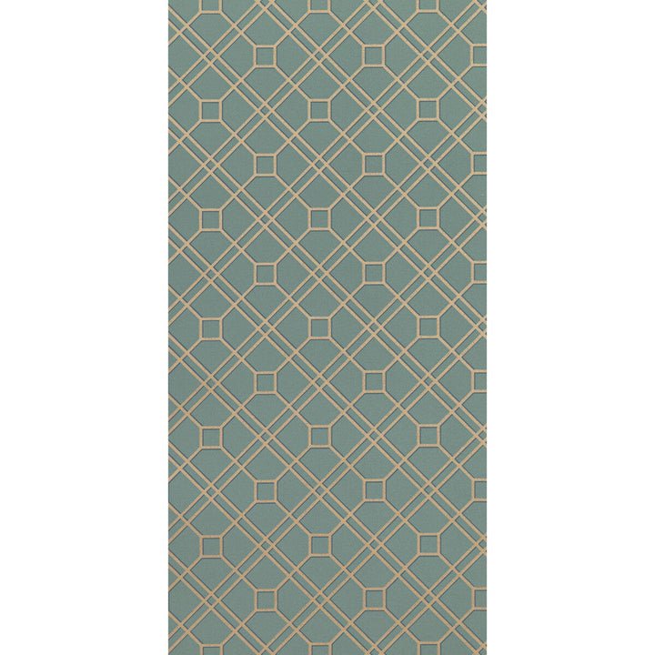 Langdale Trellis Teal/Bronze by G P & J Baker Designer Wallcovering SIGNATURE II WALLPAPERS NON WOVEN - 100% United Kingdom Horizontal: 20.488 and Vertical: 6.895 20.488 - Swanky Fabrics -