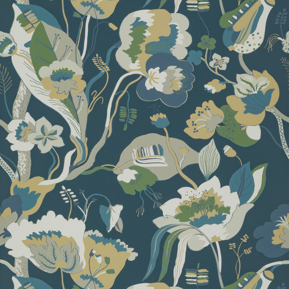 California Indigo by G P & J Baker Wallcovering SIGNATURE NON WOVEN - 100% United Kingdom Horizontal: 26.989 and Vertical: 24.034 26.989 - Fabric Carolina -