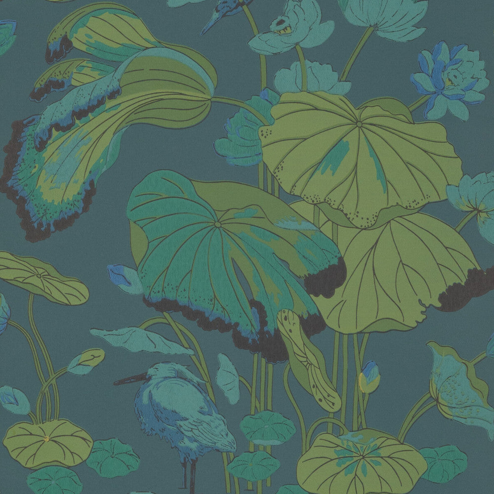 Nympheus Teal by G P & J Baker Wallcovering SIGNATURE NON WOVEN - 100% United Kingdom Horizontal: 20.488 and Vertical: 24.034 20.488 - Fabric Carolina -