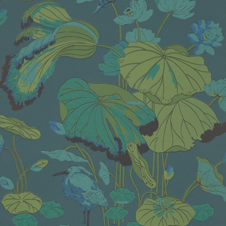 Nympheus Teal by G P & J Baker Wallcovering SIGNATURE NON WOVEN - 100% United Kingdom Horizontal: 20.488 and Vertical: 24.034 20.488 - Fabric Carolina -