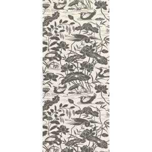 Heron & Lotus Flower Black/White by G P & J Baker Wallcovering