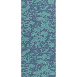 Heron & Lotus Flower Teal/Blue by G P & J Baker Wallcovering