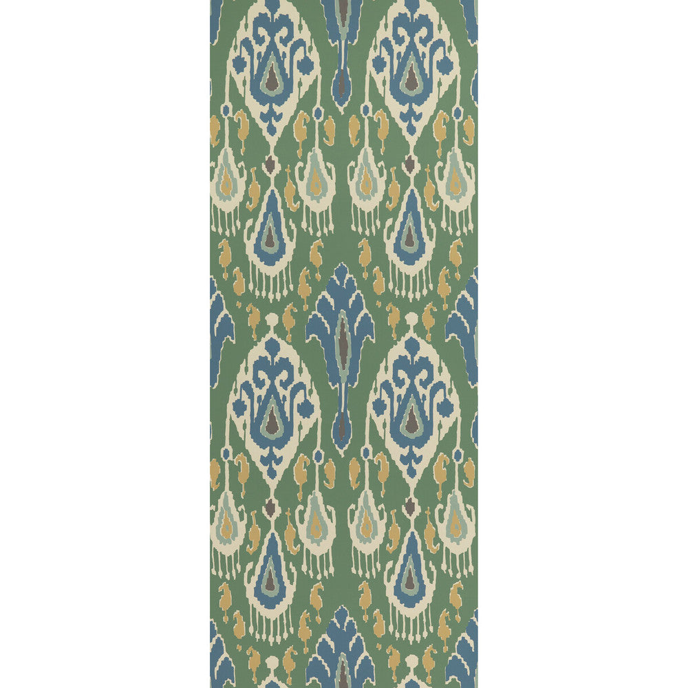 Ikat Bokhara Emerald by G P & J Baker Wallcovering SIGNATURE II WALLPAPERS PAPER - 100% United Kingdom - Horizontal: 20.488 and Vertical: 25.216 20.488 - Fabric Carolina -