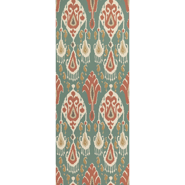 Ikat Bokhara Teal by G P & J Baker Wallcovering SIGNATURE II WALLPAPERS PAPER - 100% United Kingdom - Horizontal: 20.488 and Vertical: 25.216 20.488 - Fabric Carolina -