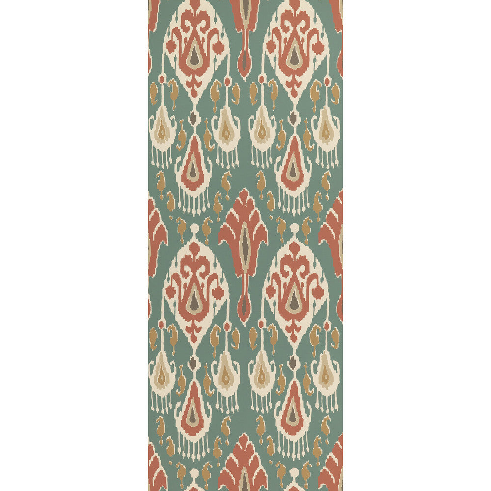 Ikat Bokhara Teal by G P & J Baker Wallcovering SIGNATURE II WALLPAPERS NON WOVEN - 100% United Kingdom Horizontal: 20.488 and Vertical: 25.216 20.488 - Fabric Carolina -