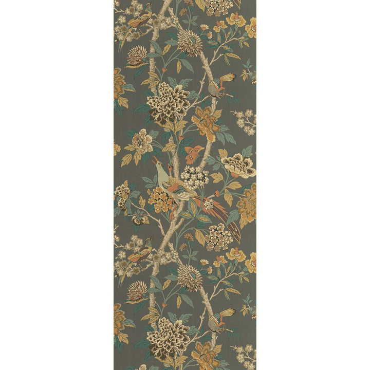 Hydrangea Bird Charcoal/Sienna by G P & J Baker Wallcovering SIGNATURE II WALLPAPERS NON WOVEN - 100% United Kingdom Horizontal: 27.58 and Vertical: 44.522 27.58 - Fabric Carolina -