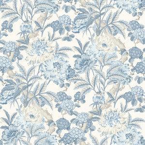 Summer Peony Blue by G P & J Baker Wallpaper