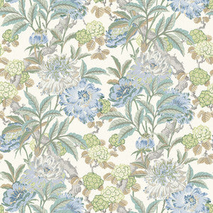 Summer Peony Aqua by G P & J Baker Wallpaper