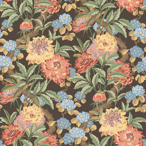 Summer Peony Charcoal/Jewel by G P & J Baker Wallpaper