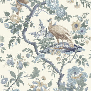 Broughton Rose Blue by G P & J Baker Wallpaper