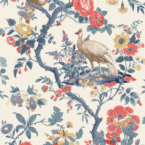 Broughton Rose Indigo/Red by G P & J Baker Wallpaper