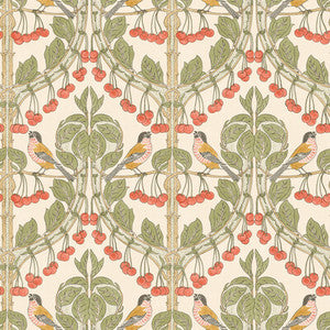 Birds & Cherries Red/Green by G P & J Baker Wallpaper