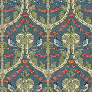 Birds & Cherries Indigo by G P & J Baker Wallpaper