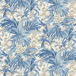 Trumpet Flowers Blue by G P & J Baker Wallpaper
