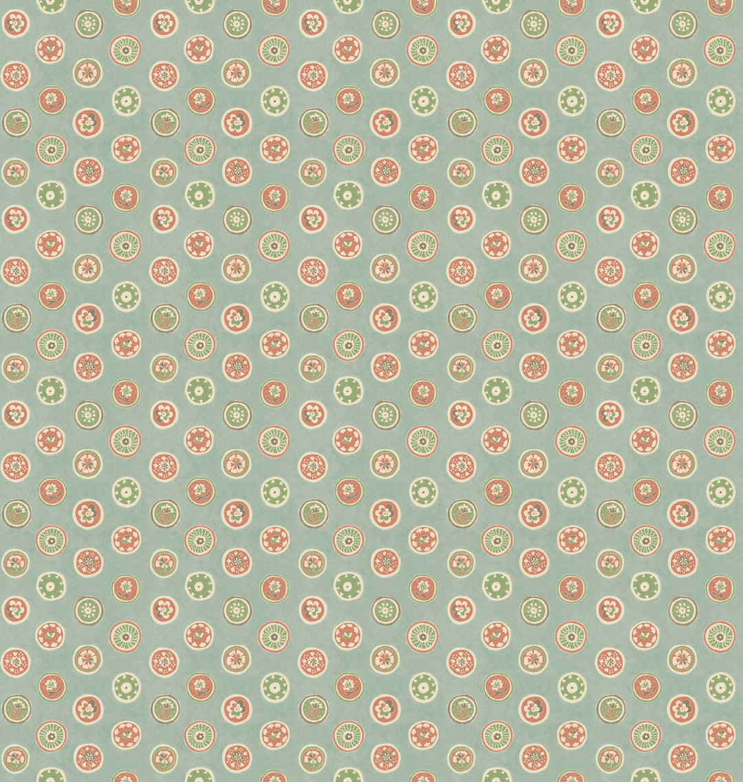 Aqua/Red By G P & J Baker Wallcovering