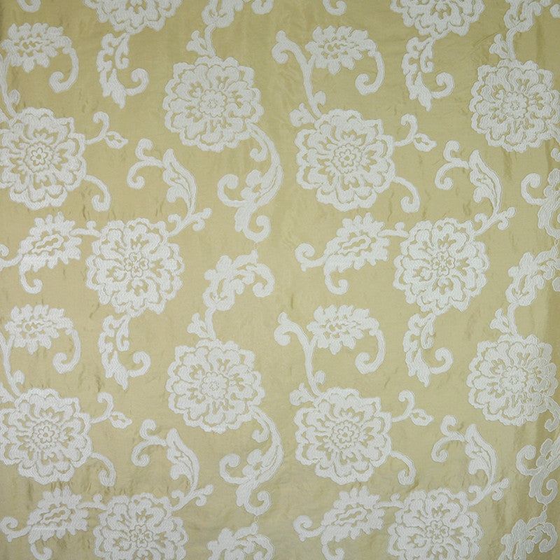 Brielle # 67 Gold by Maxwell Fabric TELAFINA IX (memo) 92% VISCOSE 8% SILK INDIA </p><p>Repeat: Horizontal: H-25 and Vertical: V-23 54"EMB51.2 - Fabric Carolina -