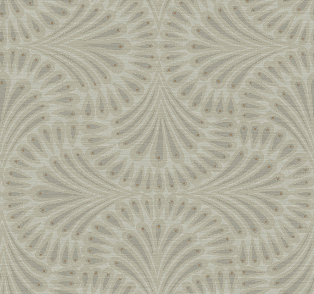 Cabaret Brown Metallic Wallpaper by Antonina Vella Antonina Vella Deco Covers about 60.8 square feet 27-in by 27-ft long roll Unpasted 25.25 - Fabric Carolina -