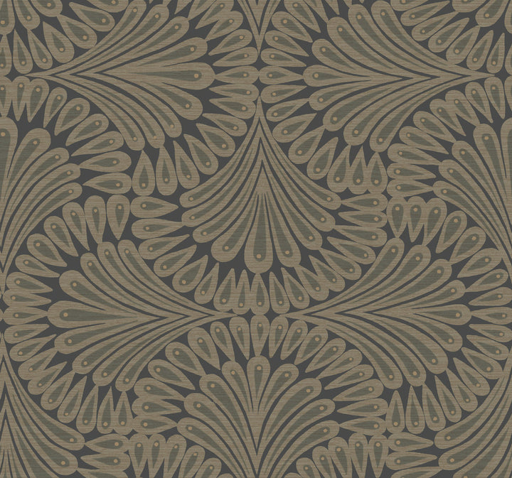 Cabaret Black Metallic Wallpaper by Antonina Vella Antonina Vella Deco Covers about 60.8 square feet 27-in by 27-ft long roll Unpasted 25.25 - Fabric Carolina -