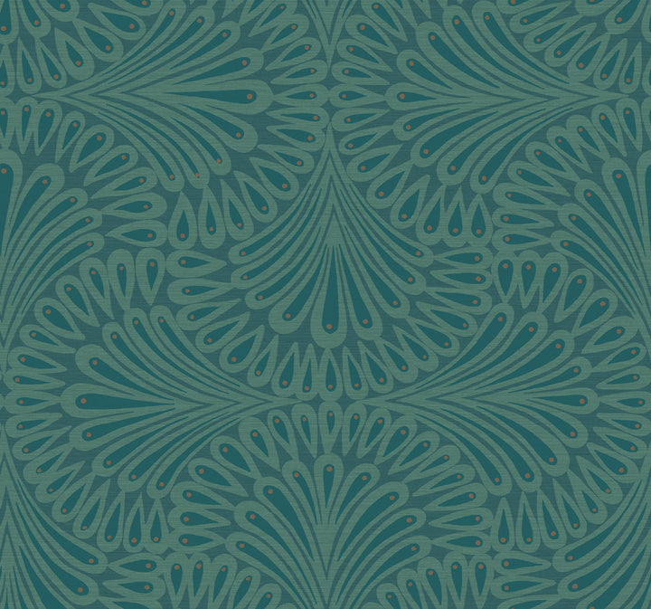 Cabaret Blue Wallpaper by Antonina Vella Antonina Vella Deco Covers about 60.8 square feet 27-in by 27-ft long roll Unpasted 25.25 - Fabric Carolina -