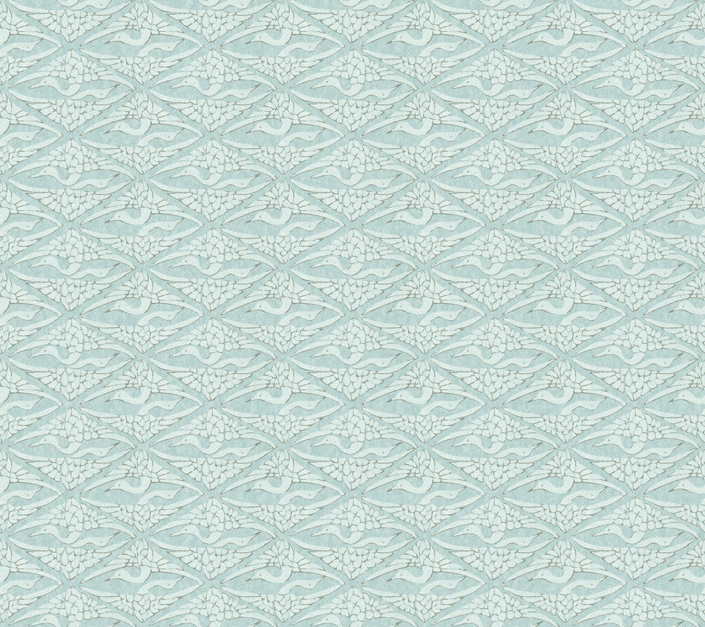 High Society Blue Wallpaper by Antonina Vella Antonina Vella Deco Covers about 60.8 square feet 27-in by 27-ft long roll Unpasted 24 - Fabric Carolina -