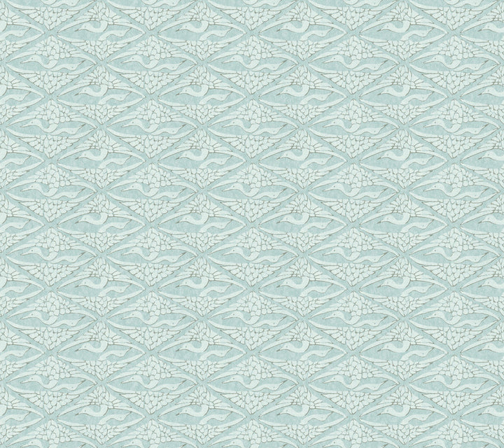 High Society Blue Wallpaper by Antonina Vella Antonina Vella Deco Covers about 60.8 square feet 27-in by 27-ft long roll Unpasted 24 - Fabric Carolina -