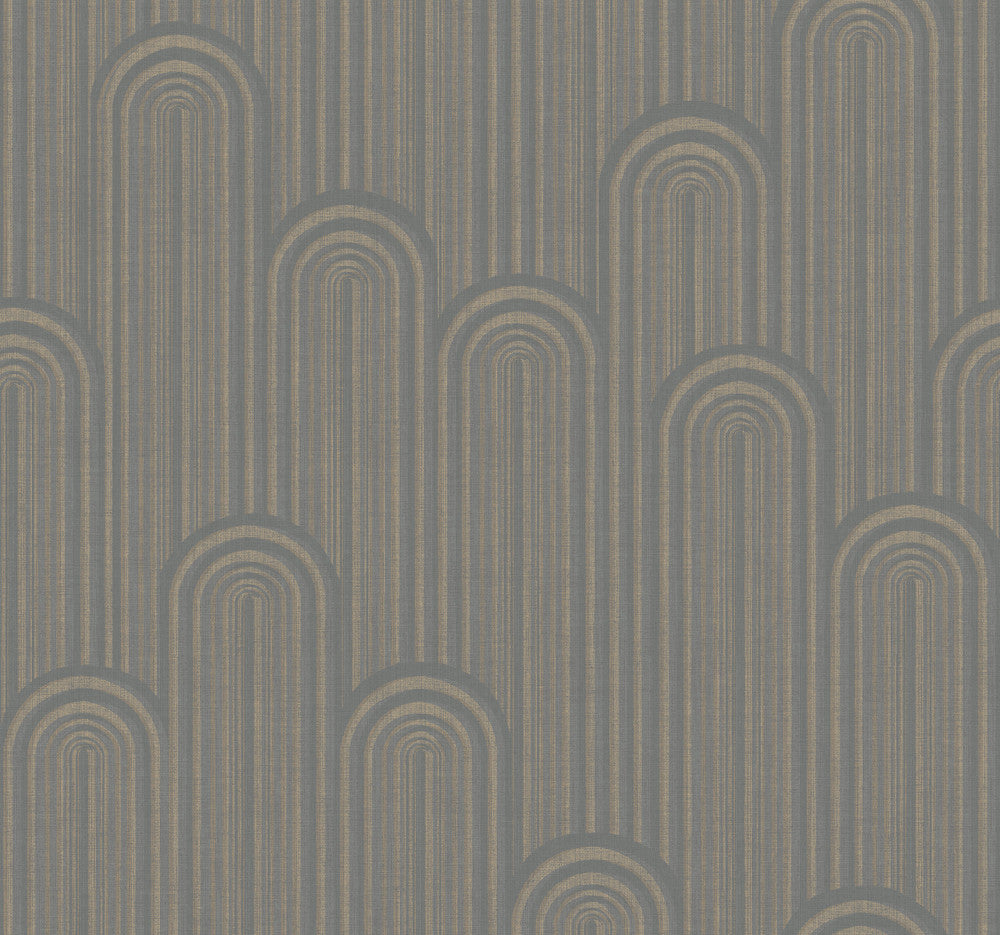 Speakeasy Black Metallic Wallpaper by Antonina Vella Antonina Vella Deco Covers about 60.8 square feet 27-in by 27-ft long roll Unpasted 25.25 - Fabric Carolina -