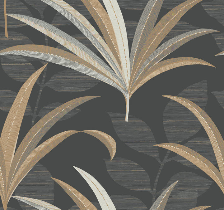 El Morocco Palm Black Wallpaper by Antonina Vella Antonina Vella Deco Covers about 60.8 square feet 27-in by 27-ft long roll Unpasted 25.25 - Fabric Carolina -