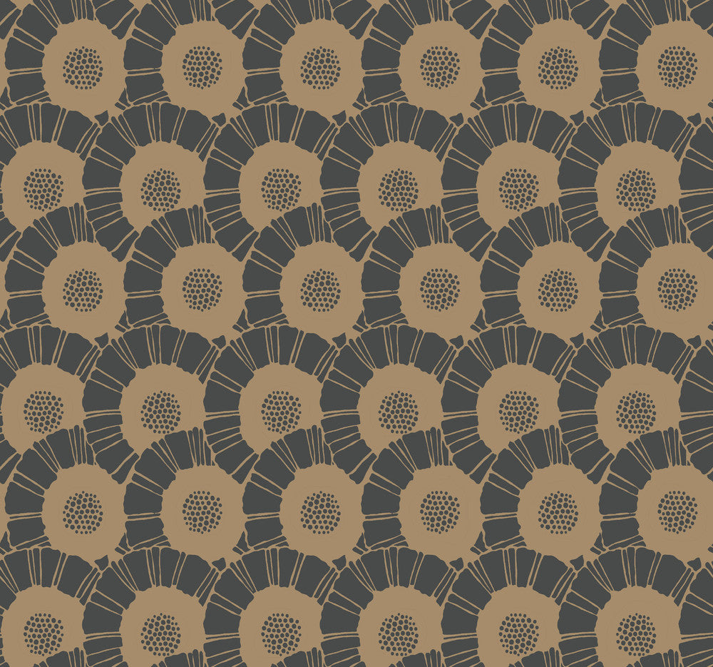 Coco Bloom Black Wallpaper by Antonina Vella Antonina Vella Deco Covers about 60.8 square feet 27-in by 27-ft long roll Unpasted 25.25 - Fabric Carolina -