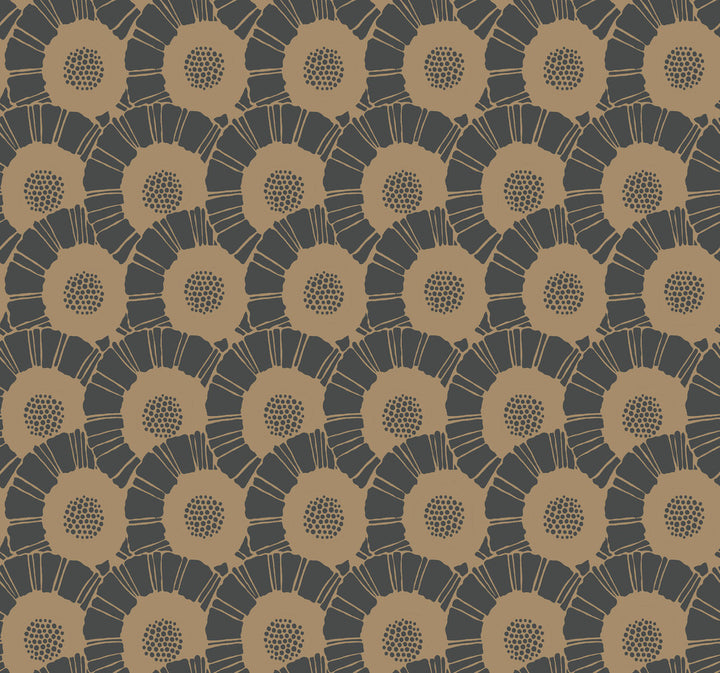 Coco Bloom Black Wallpaper by Antonina Vella Antonina Vella Deco Covers about 60.8 square feet 27-in by 27-ft long roll Unpasted 25.25 - Fabric Carolina -