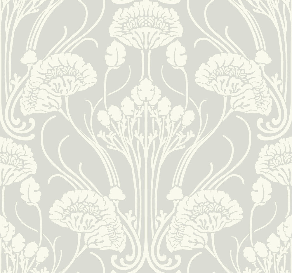 Nouveau Damask Black Wallpaper by Antonina Vella Antonina Vella Deco Covers about 60.8 square feet 27-in by 27-ft long roll Unpasted 25.25 - Fabric Carolina -