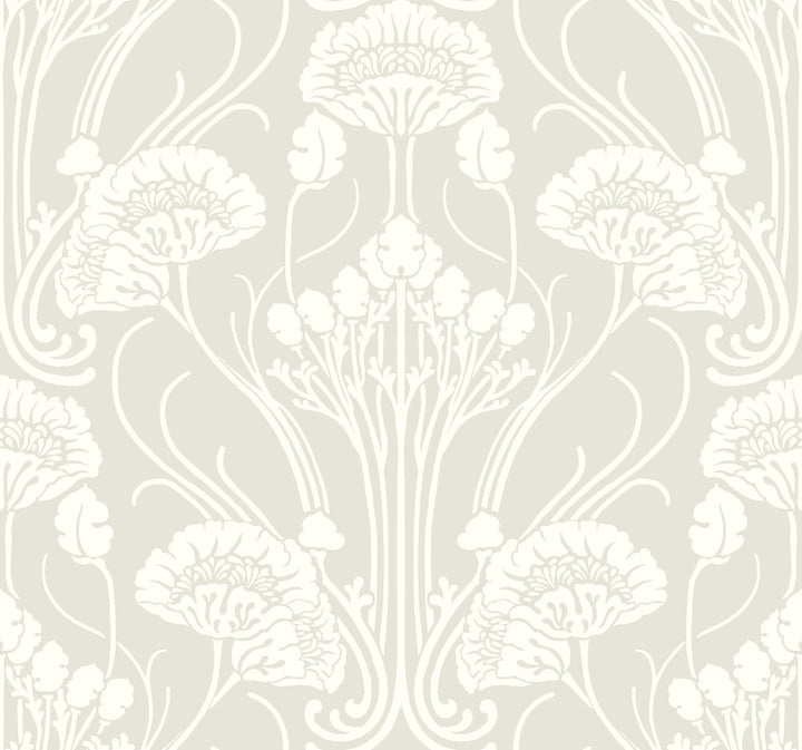 Nouveau Damask Beige Wallpaper by Antonina Vella Antonina Vella Deco Covers about 60.8 square feet 27-in by 27-ft long roll Unpasted 25.25 - Fabric Carolina -