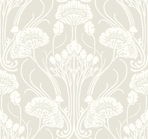 Nouveau Damask Beige Wallpaper by Antonina Vella