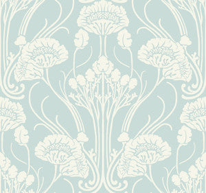 Nouveau Damask Blue Wallpaper by Antonina Vella