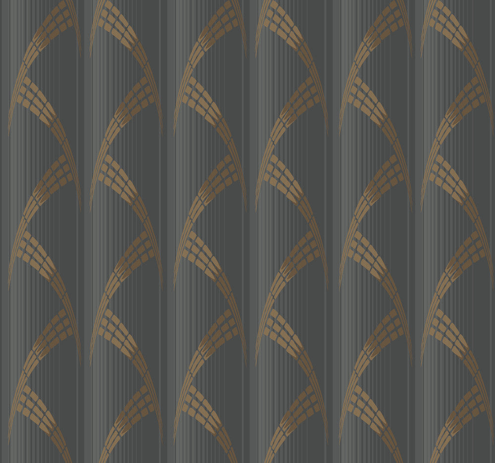 Metropolis Black Wallpaper by Antonina Vella Antonina Vella Deco Covers about 60.8 square feet 27-in by 27-ft long roll Unpasted 25.25 - Fabric Carolina -
