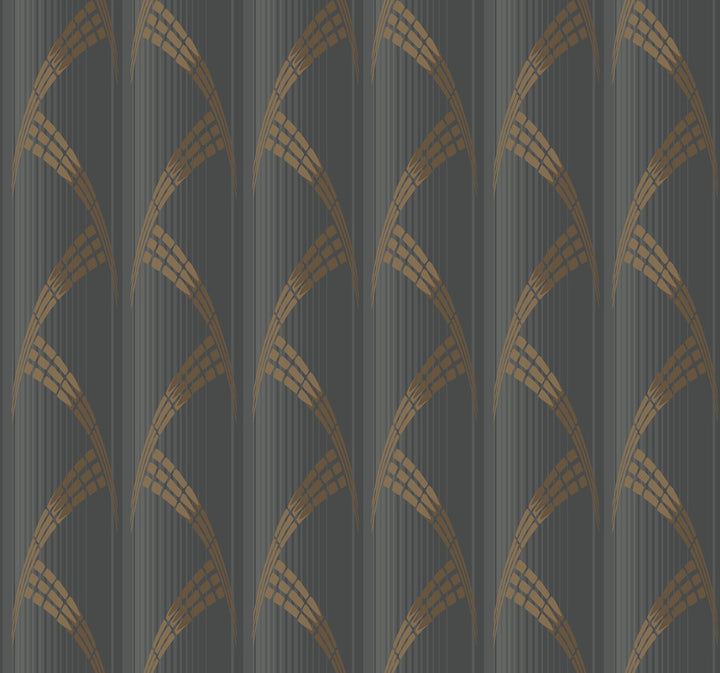 Metropolis Black Wallpaper by Antonina Vella Antonina Vella Deco Covers about 60.8 square feet 27-in by 27-ft long roll Unpasted 25.25 - Fabric Carolina -