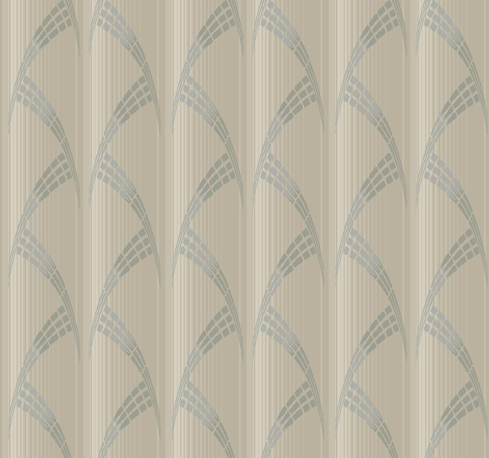 Metropolis Beige Wallpaper by Antonina Vella Antonina Vella Deco Covers about 60.8 square feet 27-in by 27-ft long roll Unpasted 25.25 - Fabric Carolina -