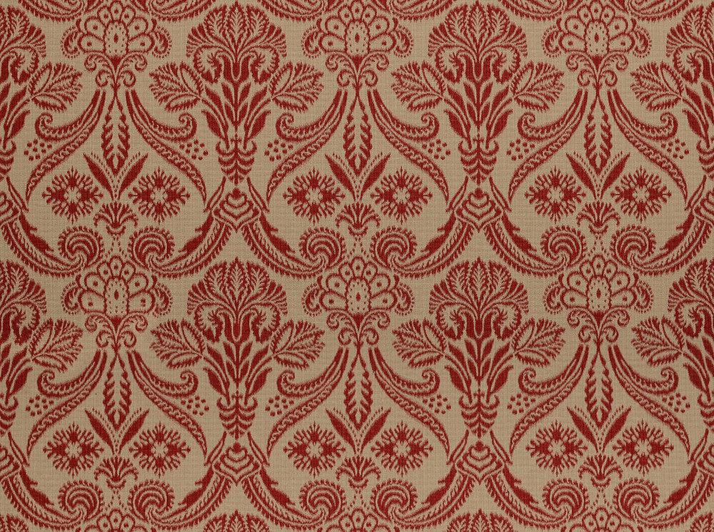 Canterbury Antique Red 137 by Covington Fabric our website for purchase 58% Cotton/42% Polyester Turkey 35000 Horizontal: 13.9" and Vertical: 13.86" 55" - Fabric Carolina -