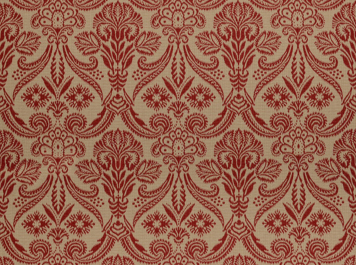 Canterbury Antique Red 137 by Covington Fabric our website for purchase 58% Cotton/42% Polyester Turkey 35000 Horizontal: 13.9" and Vertical: 13.86" 55" - Fabric Carolina -
