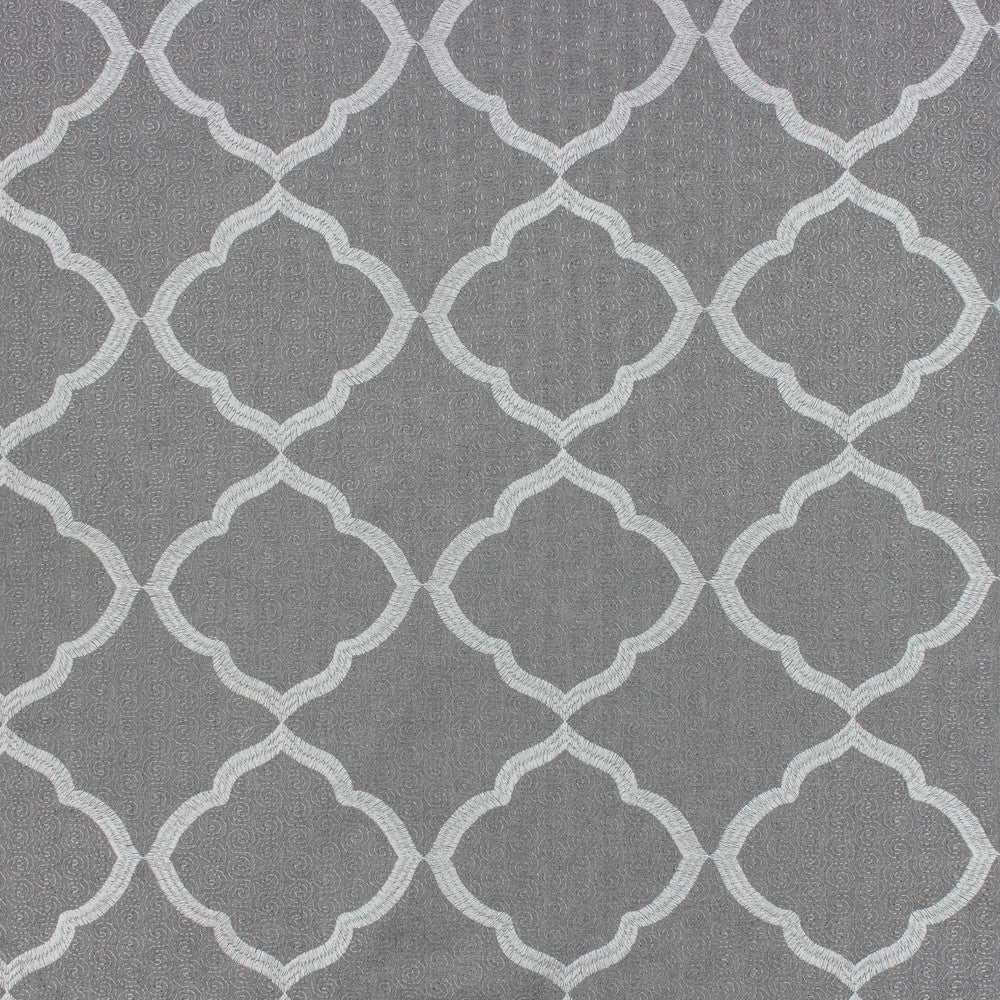 Capricorn Pewter by Richloom Fabric See sample 50% POLY, 50% COTTON BASE (100% VISCOSE EMB) USA or Imported N/A </p><p>Repeat: V6 x H6.25" 56" - Fabric Carolina -