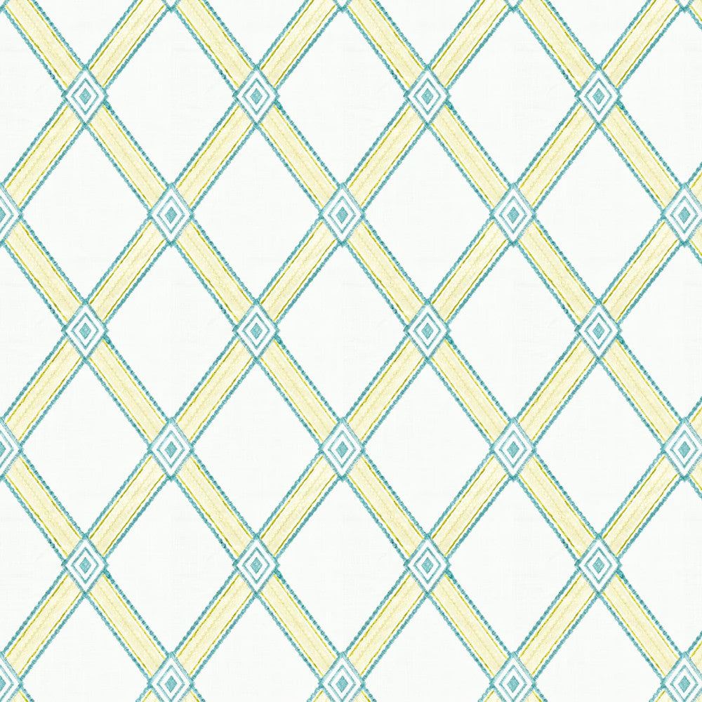 Catchy 2 Jasmine by Stout Designer Fabric COLOR MY WINDOW SPA/SHORELINE 73%COT 27%POL %VEMB INDIA Horizontal: 6.750 and Vertical: 9.250 53.5 in - Swanky Fabrics -