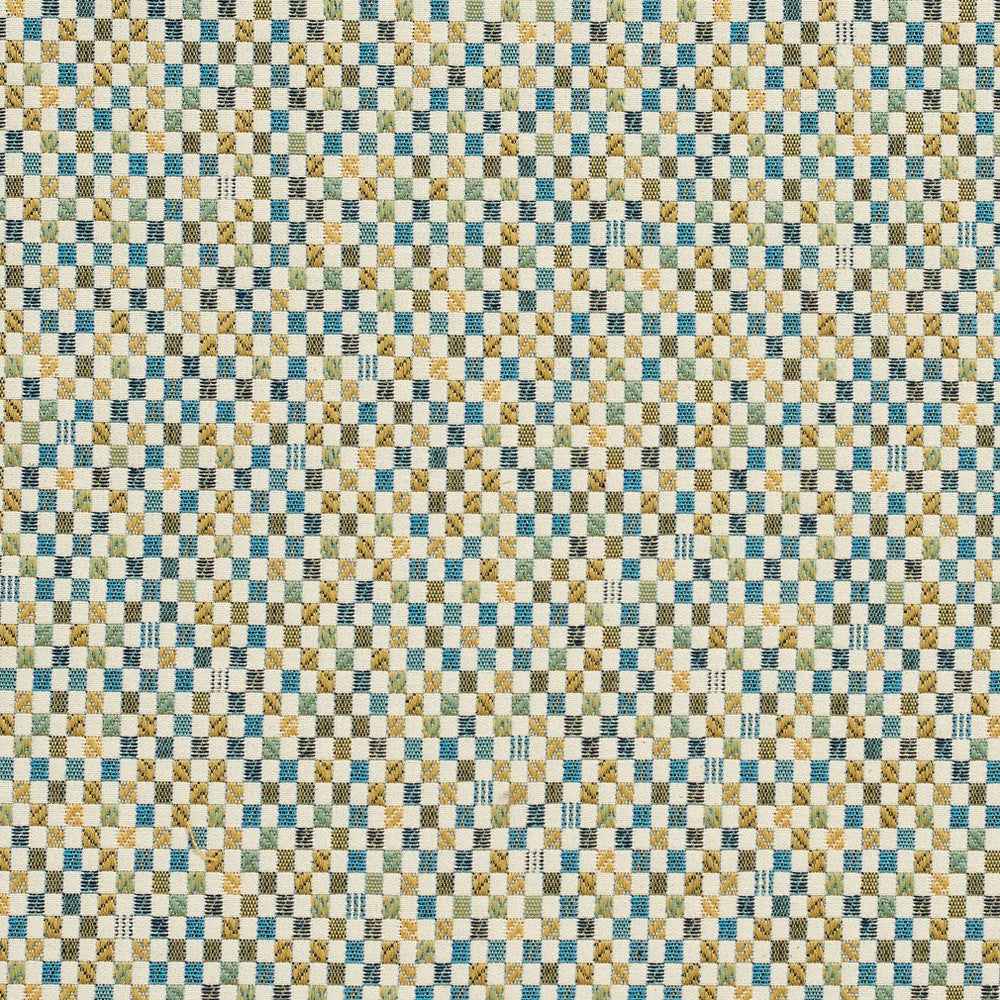 CB800-81 by Charlotte Designer Fabric Shades of Teal 70% Polyester, 30% Cotton Spain Exceeds 36,000 Wyzenbeek Rubs (Heavy Duty) Horizontal: 2" x Vertical: 1.75" 54 Inches - Swanky Fabrics -