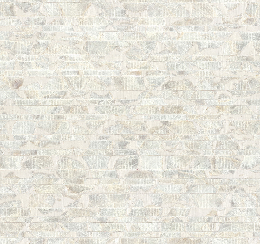 Capiz Offering White Pearl Wallpaper by Carol Benson-Cobb Carol Benson-Cobb Signature Covers about 72 square feet 36-in by 24-ft long roll Unpasted 0 - Fabric Carolina -