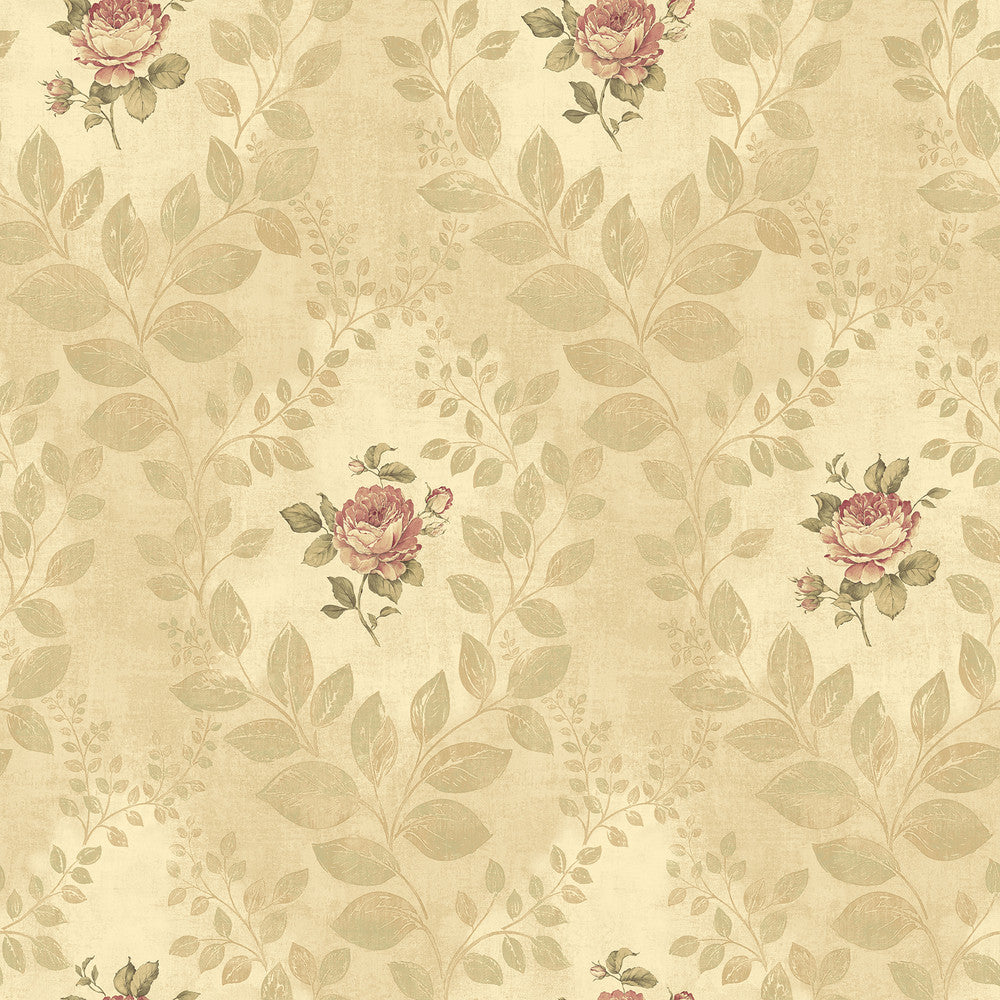 Darby Rose Gold Cameo Wallpaper by Chesapeake The Cottage Covers about 56.4 square feet 20.5-in by 33-ft long roll Prepasted 20.5 - Fabric Carolina -