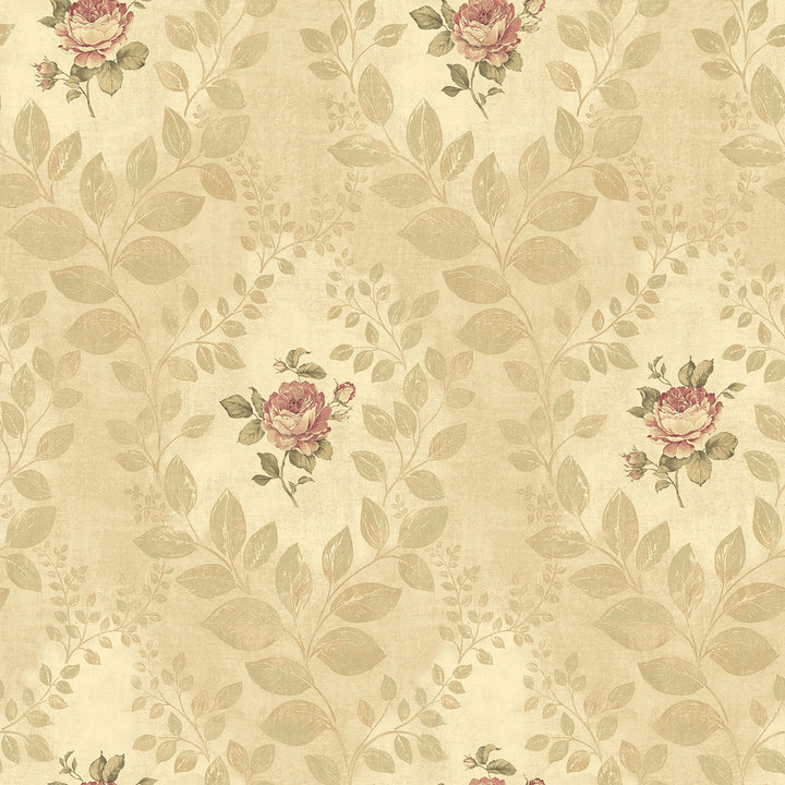 Darby Rose Gold Cameo Wallpaper by Chesapeake The Cottage Covers about 56.4 square feet 20.5-in by 33-ft long roll Prepasted 20.5 - Fabric Carolina -
