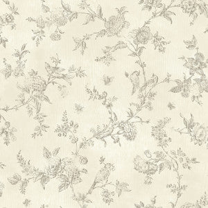 French Nightingale Cream Toile Wallpaper by Chesapeake
