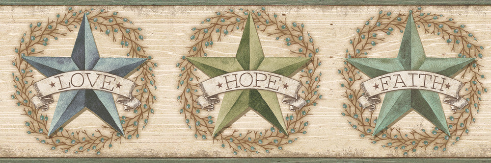 Faith Teal Barn Star Wallpaper by Chesapeake The Cottage Covers about 7.5 square feet 6-in by 15-ft long roll Prepasted 0 - Fabric Carolina -