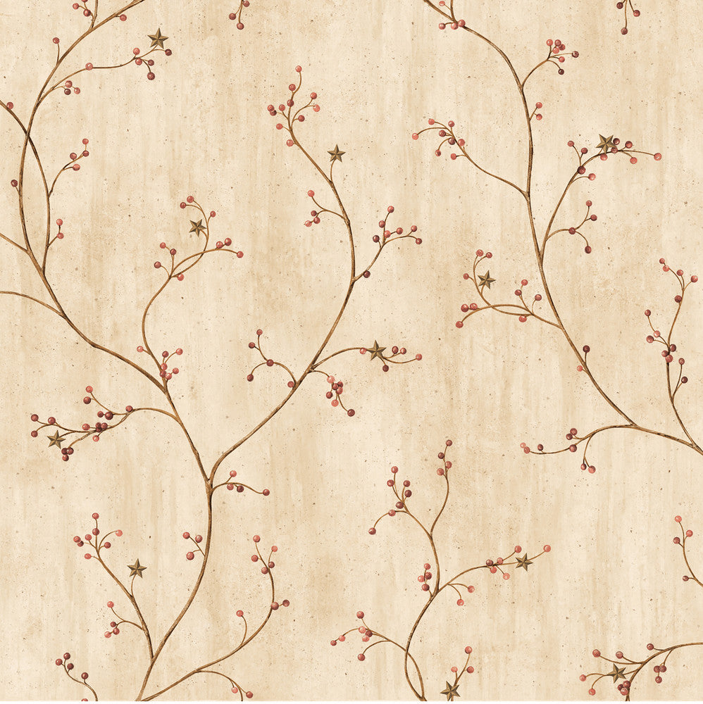 Star Red Vine Wallpaper by Chesapeake The Cottage Covers about 56.4 square feet 20.5-in by 33-ft long roll Prepasted 20.5 - Fabric Carolina -