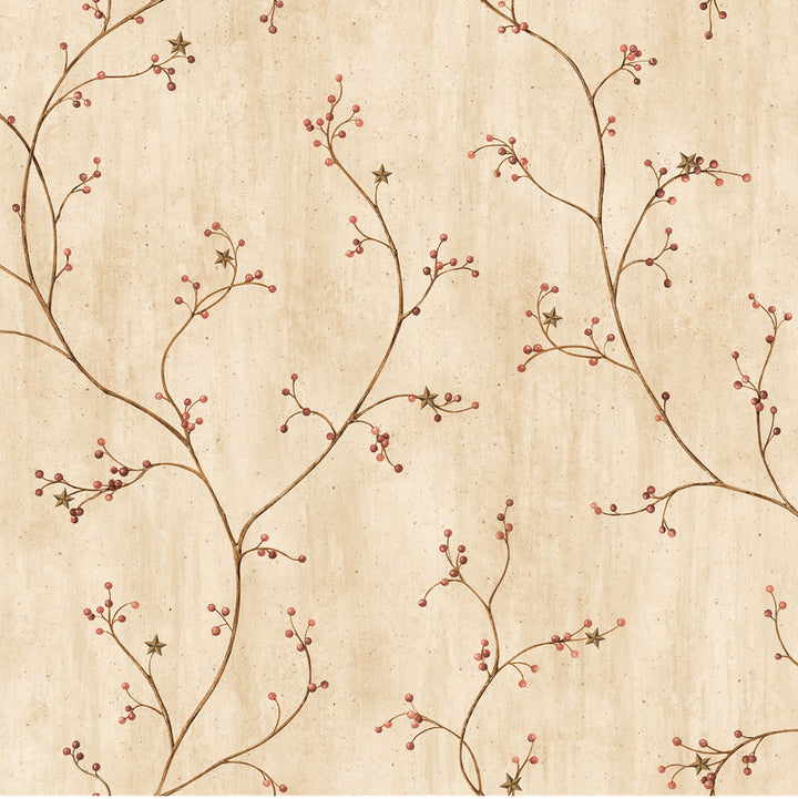Star Red Vine Wallpaper by Chesapeake The Cottage Covers about 56.4 square feet 20.5-in by 33-ft long roll Prepasted 20.5 - Fabric Carolina -