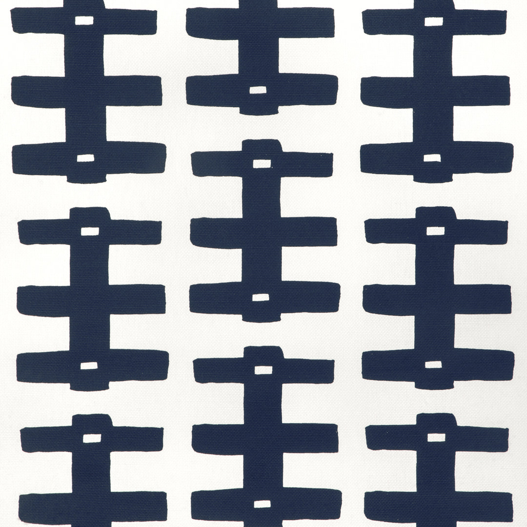 Bridge - Dark Navy/Oyster By Caroline Cecil Textiles Fabric