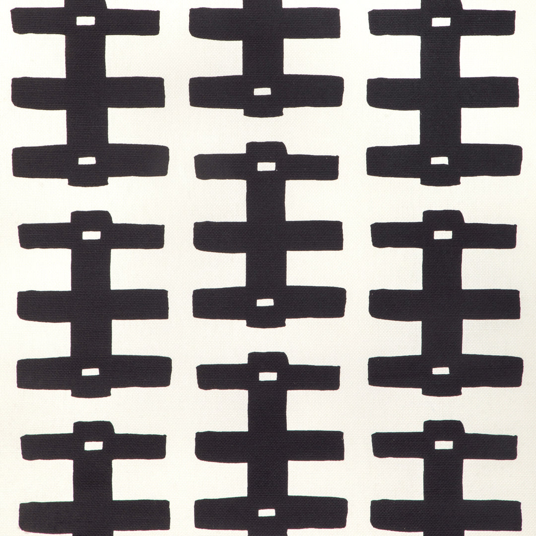 Bridge - Black/Oyster By Caroline Cecil Textiles Fabric